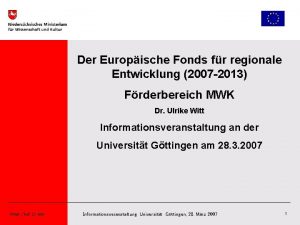 Der Europische Fonds fr regionale Entwicklung 2007 2013