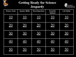 Getting Ready for Science Jeopardy Science Tools Inquiry