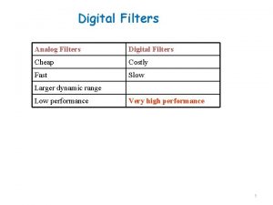 Digital Filters Analog Filters Digital Filters Cheap Costly