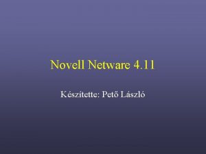 Novell Netware 4 11 Ksztette Pet Lszl A