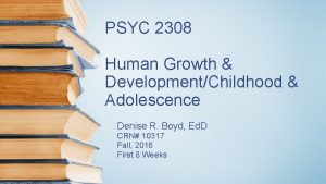 PSYC 2308 Human Growth DevelopmentChildhood Adolescence Denise R