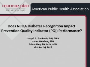 American Public Health Association Does NCQA Diabetes Recognition
