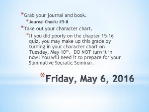 Grab your journal and book Journal Check 5