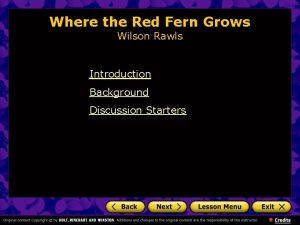 Where the Red Fern Grows Wilson Rawls Introduction