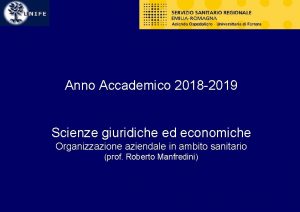 Anno Accademico 2018 2019 Scienze giuridiche ed economiche