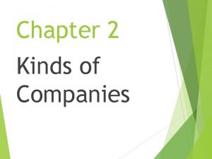 Chapter 2 Kinds of Companies Kinds of Companies