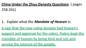 China Under the Zhou Dynasty Questions pages 258