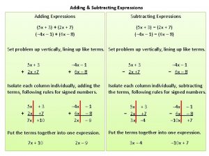 Adding Subtracting Expressions Adding Expressions Subtracting Expressions 5