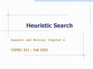 Heuristic Search Russell and Norvig Chapter 4 CSMSC