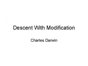 Descent With Modification Charles Darwin Traditional Views Earth