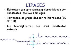 LIPASES Esterases que apresentam maior atividade por substratos