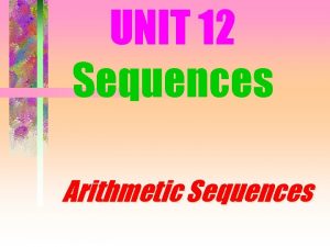 UNIT 12 Sequences Arithmetic Sequences DO NOW write