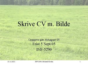 Skrive CV m Bilde Oppgave gitt 30 August