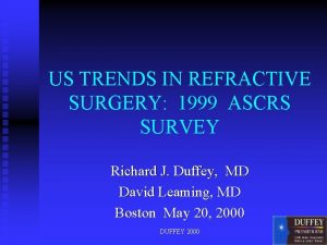 US TRENDS IN REFRACTIVE SURGERY 1999 ASCRS SURVEY