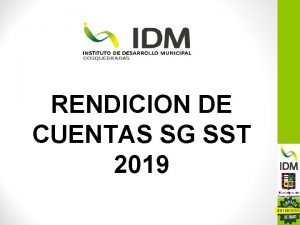 RENDICION DE CUENTAS SG SST 2019 Sistema de