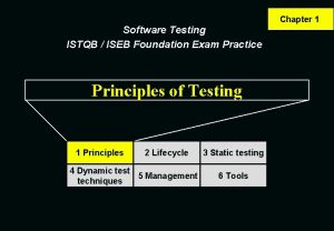 Software Testing ISTQB ISEB Foundation Exam Practice Principles