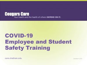 COVID19 Employee and Student Safety Training care chatham