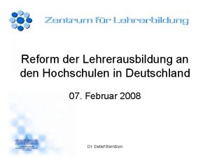 Reform der Lehrerausbildung an den Hochschulen in Deutschland