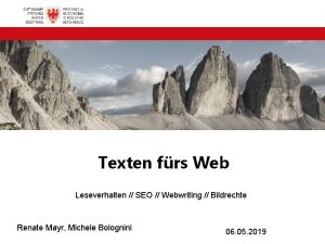 Texten frs Web Leseverhalten SEO Webwriting Bildrechte Renate