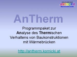 An Therm Programmpaket zur Analyse des Thermischen Verhaltens