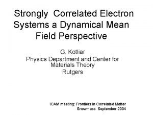 Strongly Correlated Electron Systems a Dynamical Mean Field