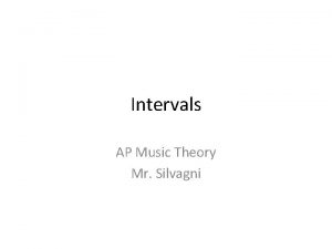 Intervals AP Music Theory Mr Silvagni What is