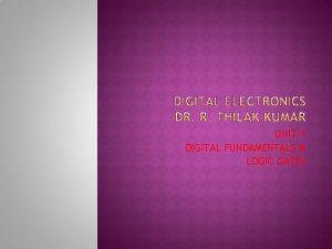 UNIT1 DIGITAL FUNDAMENTALS LOGIC GATES Decimal Binary Octal