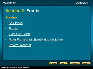 Weather Section 2 Fronts Preview Key Ideas Fronts