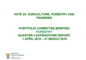 VOTE 24 AGRICULTURE FORESTRY AND FISHERIES PORTFOLIO COMMITTEE