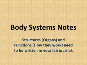 Body Systems Notes Structures Organs and Functions How