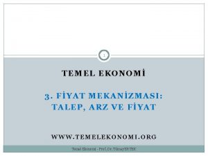 1 TEMEL EKONOM 3 FYAT MEKANZMASI TALEP ARZ