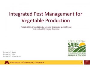 Integrated Pest Management for Vegetable Production Adapted from