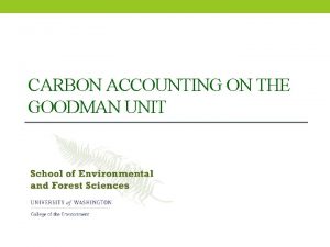 CARBON ACCOUNTING ON THE GOODMAN UNIT OVERVIEW Goodman