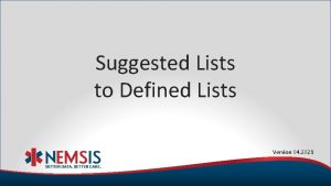 Suggested Lists to Defined Lists Version 04 2021