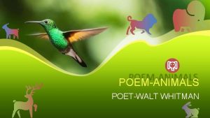 POEMANIMALS POETWALT WHITMAN ABOUT THE POET 1819 1892