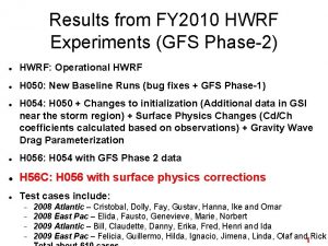 Results from FY 2010 HWRF Experiments GFS Phase2