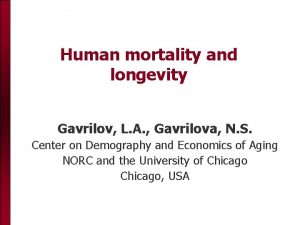 Human mortality and longevity Gavrilov L A Gavrilova