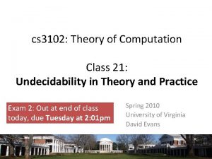 cs 3102 Theory of Computation Class 21 Undecidability
