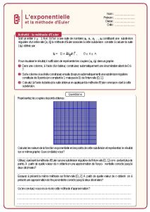 Nom Prnom Classe Date Lexponentielle et la mthode