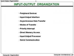 InputOutput Organization 1 INPUTOUTPUT ORGANIZATION Peripheral Devices InputOutput