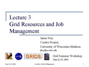 Lecture 3 Grid Resources and Job Management Jaime