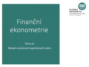 Finann ekonometrie Tma 6 Model oceovn kapitlovch aktiv