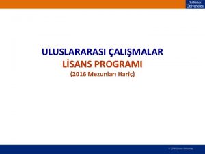 ULUSLARARASI ALIMALAR LSANS PROGRAMI 2016 Mezunlar Hari ar