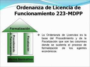 Ordenanza de Licencia de Funcionamiento 223 MDPP Formalizacin
