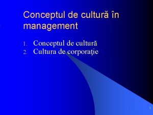Conceptul de cultur n management 1 2 Conceptul