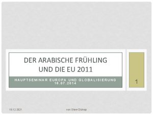 DER ARABISCHE FRHLING UND DIE EU 2011 HAUPTSEMINAR