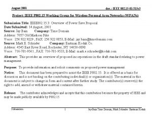 August 2001 doc IEEE 802 15 01315 r