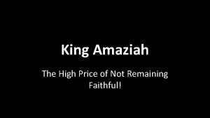 King Amaziah The High Price of Not Remaining