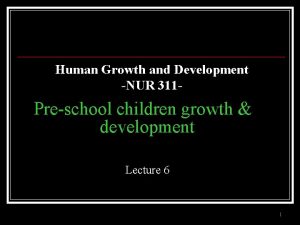 Human Growth and Development NUR 311 Preschool children