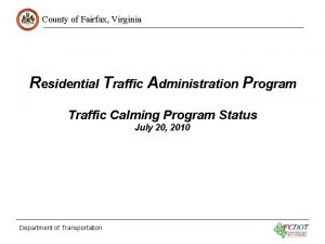 County of Fairfax Virginia Residential Traffic Administration Program